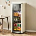 225L Freestanding Beverage Refrigerator with Glass Door, Adjustable Temperature Control and Freezer Compartment