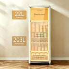 225L Freestanding Beverage Refrigerator with Glass Door, Adjustable Temperature Control and Freezer Compartment