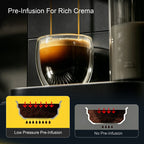 6 Cups Black/White Espresso Machine with Built-in Grinder, LatteFoam Milk Frother, Dual Cup Brewing, 9 One-Touch Drinks and Cold Brew