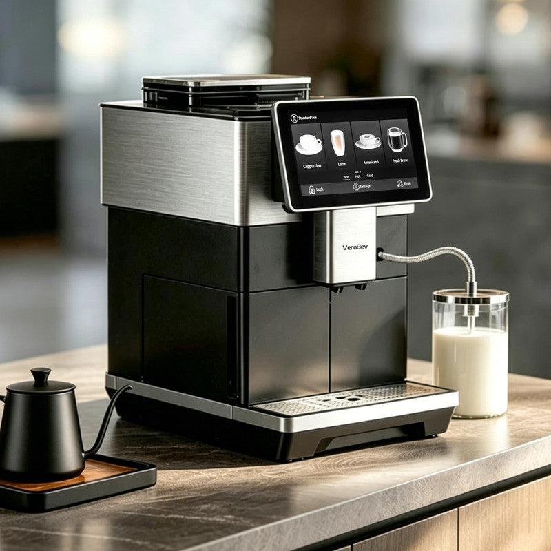 12 Cups Black/ White Espresso Machine with Built-in Grinder, Hot and Cold Automatic Milk Frother, 34 One-Touch Drinks