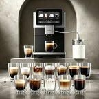 12 Cups Black/ White Espresso Machine with Built-in Grinder, Hot and Cold Automatic Milk Frother, 34 One-Touch Drinks
