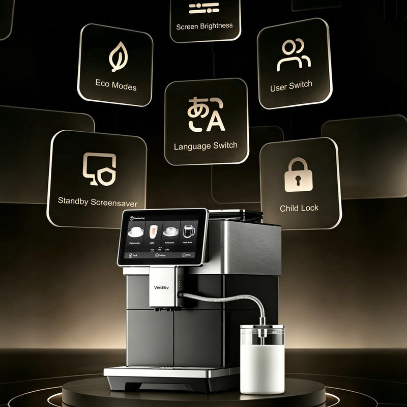 12 Cups Black/ White Espresso Machine with Built-in Grinder, Hot and Cold Automatic Milk Frother, 34 One-Touch Drinks