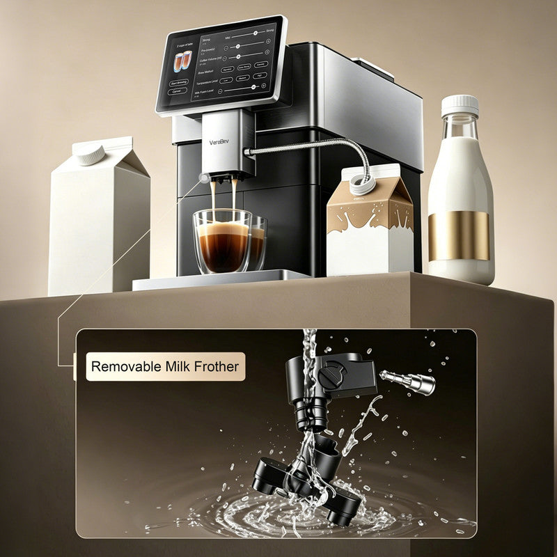 12 Cups Black/ White Espresso Machine with Built-in Grinder, Hot and Cold Automatic Milk Frother, 34 One-Touch Drinks