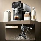 12 Cups Black/ White Espresso Machine with Built-in Grinder, Hot and Cold Automatic Milk Frother, 34 One-Touch Drinks