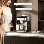 6 Cups Black Espresso Machine with AI Voice Control, AI Bean Recognition, One-Touch Grinding and Brewing