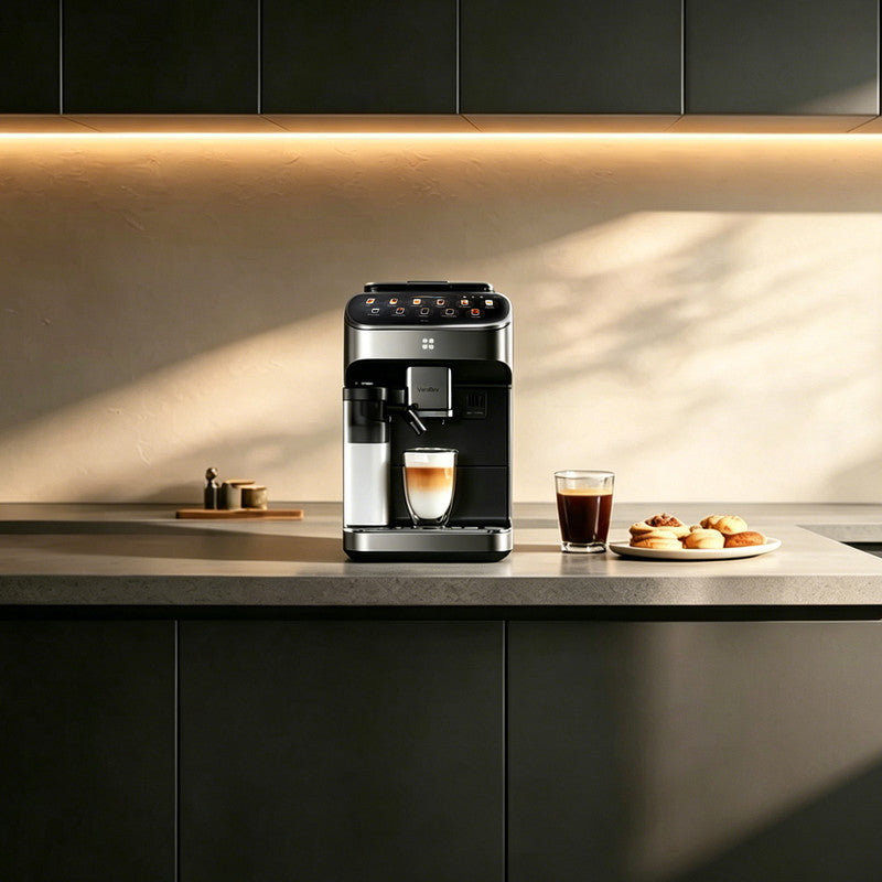 6 Cups Black Espresso Machine with AI Voice Control, AI Bean Recognition, One-Touch Grinding and Brewing