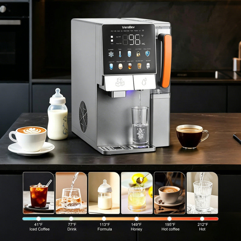 Countertop RO Water Purifier with Ice Maker, Instant Hot & Cold Water, Alkaline Mineral Water System and Touch Display