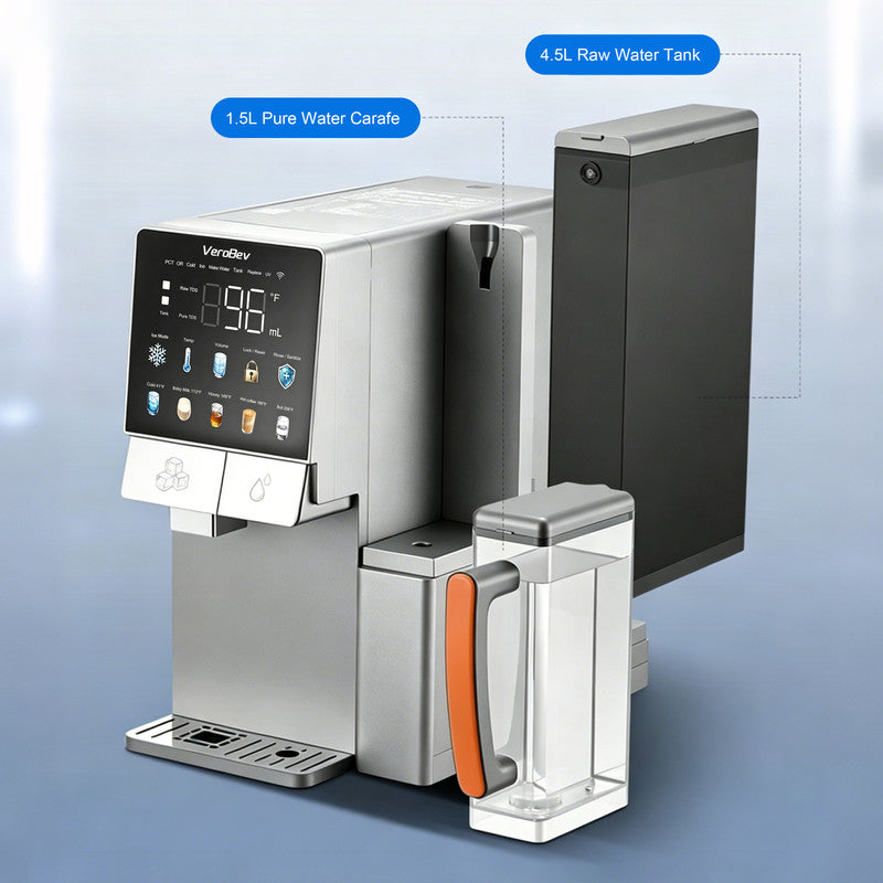 Countertop RO Water Purifier with Ice Maker, Instant Hot & Cold Water, Alkaline Mineral Water System and Touch Display