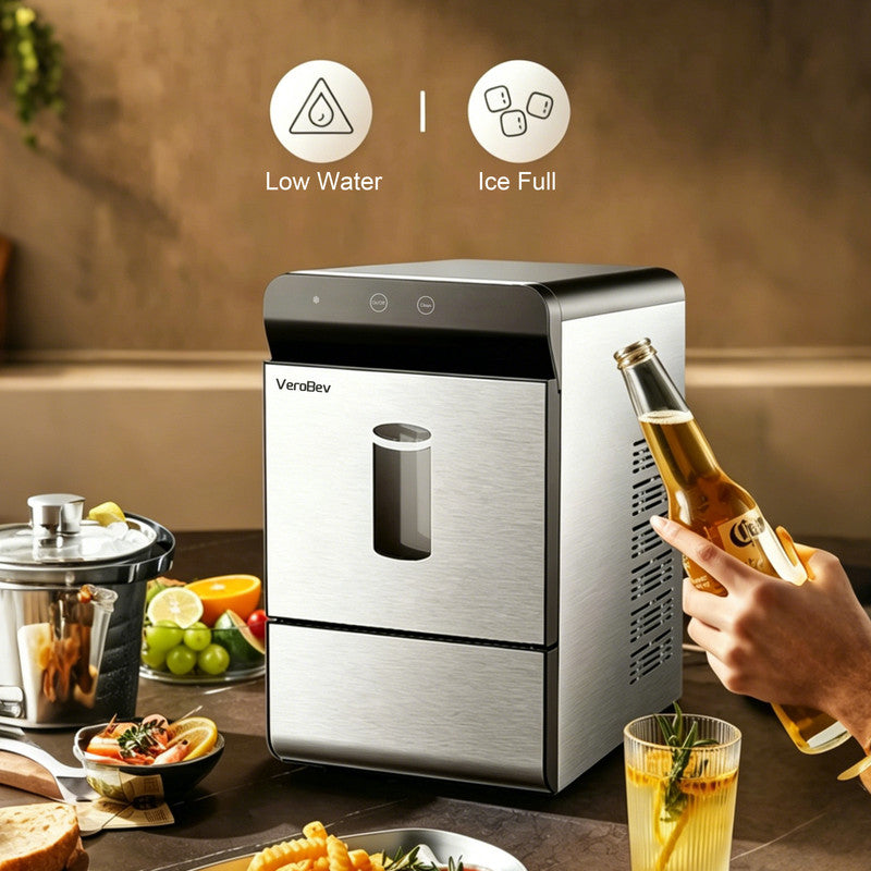 Countertop Ice Maker with Solid Ice Cubes, Automatic Ice Making, Portable Design and Large Ice Capacity