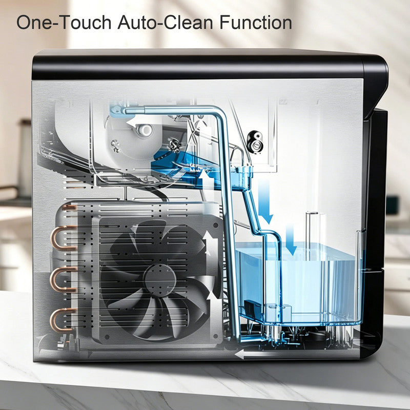 Countertop Ice Maker with Solid Ice Cubes, Automatic Ice Making, Portable Design and Large Ice Capacity