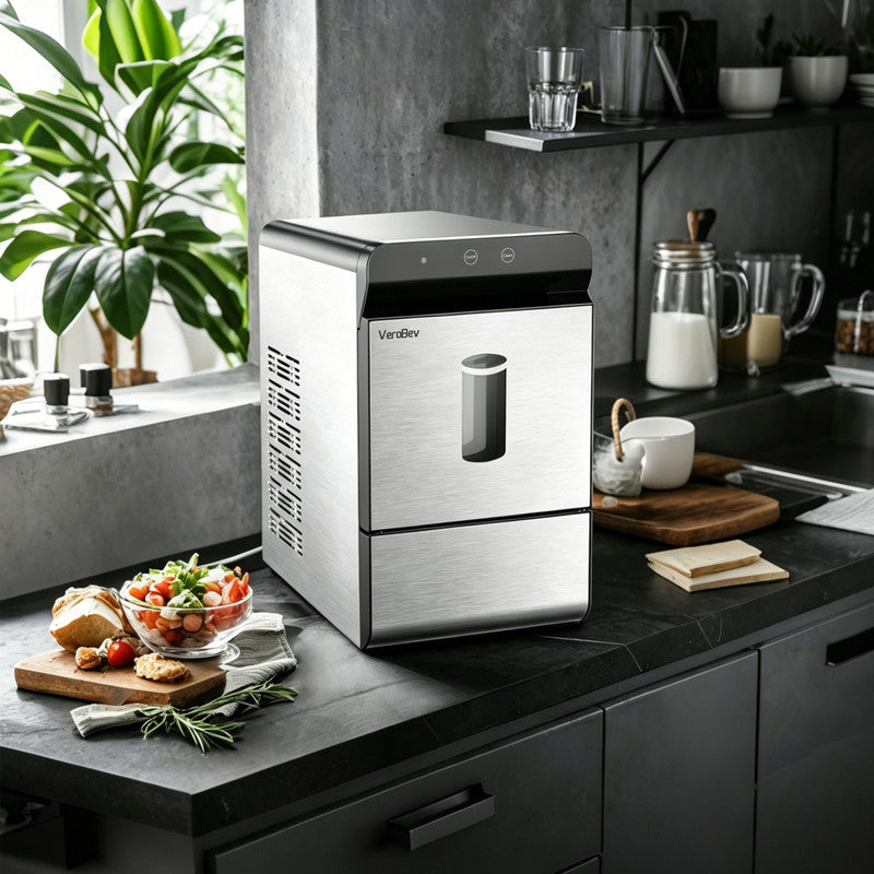 Countertop Ice Maker with Solid Ice Cubes, Automatic Ice Making, Portable Design and Large Ice Capacity