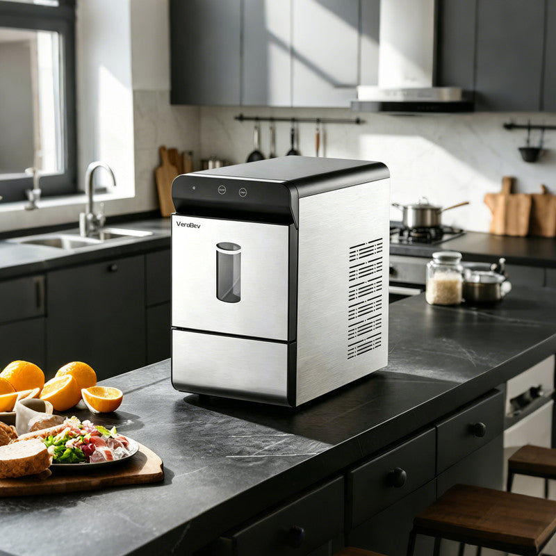 Countertop Ice Maker with Solid Ice Cubes, Automatic Ice Making, Portable Design and Large Ice Capacity